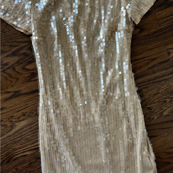 J. Crew Collection Sequin short-sleeve slip dress in Gold Cream size 4 - Picture 5 of 16